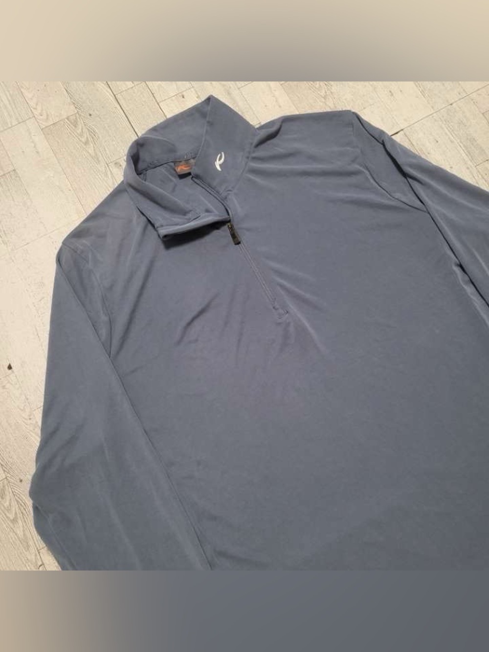 KJUS Ashton Midlayer Gray Blue Golf Performance Pullover Quarter Zip Men's XL